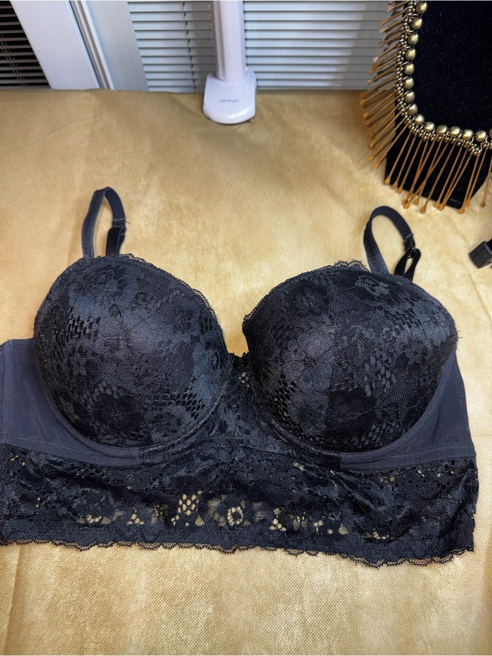 Adore Me Black Lace Longline Push-Up Bra